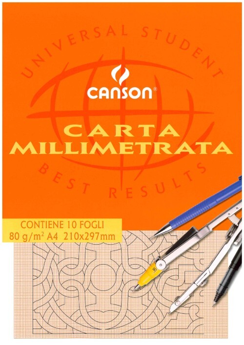 CARTOLERIA DISEGNO - 3 blocchi di carta millimetrata Canson 21x29,7 cm 10 fogli