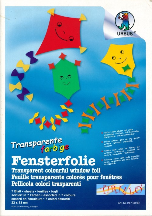 DECORAZIONE- 7 pellicole gelatine trasparenti colorate per vetrofanie 23x33 cm