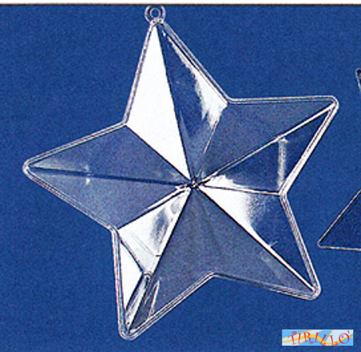 DECORAZIONE NATALE - 5 forme apribili in plastica per decoupage - stella 8 cm
