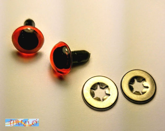 PUPAZZI - 2 occhi in plastica con clip per pupazzi marrone rossiccio - 12 mm