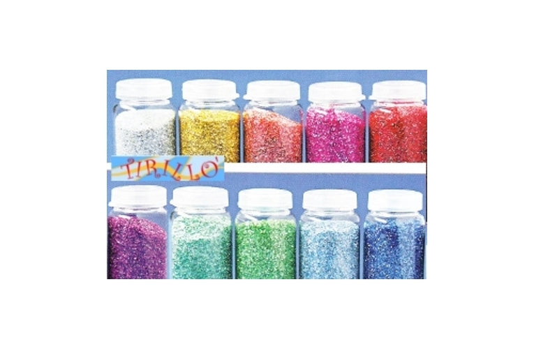 NATALE DECORAZIONE - 4 flaconcini porporina glitter brillantini - blu