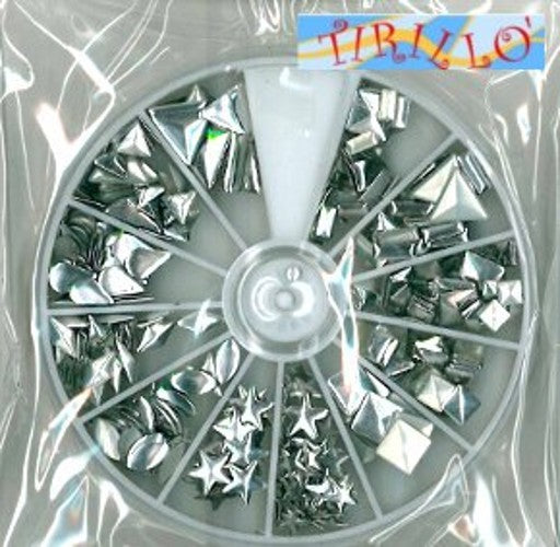 CUCITO CREATIVO -  420 borchie termoadesive forme assortite - 2,5/10 mm