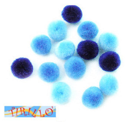 CUCITO CREATIVO - Pompon pon pon 15 mm - 120 pezzi - sfumature di azzurro