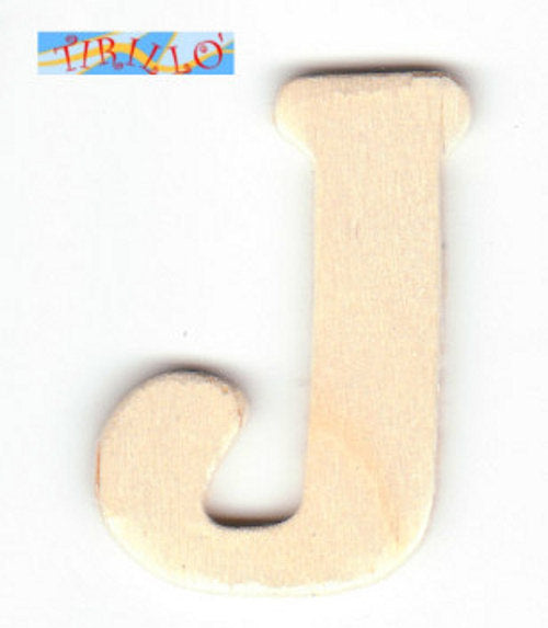 DECORAZIONE DECOUPAGE - 6 Iniziali in legno 4 cm - lettera J