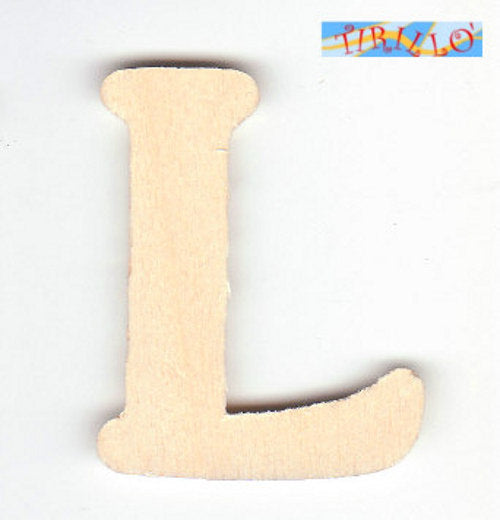 DECORAZIONE DECOUPAGE - 6 Iniziali in legno 4 cm - lettera L