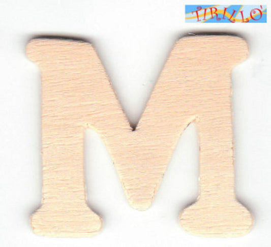 DECORAZIONE DECOUPAGE - 6 Iniziali in legno 4 cm - lettera M