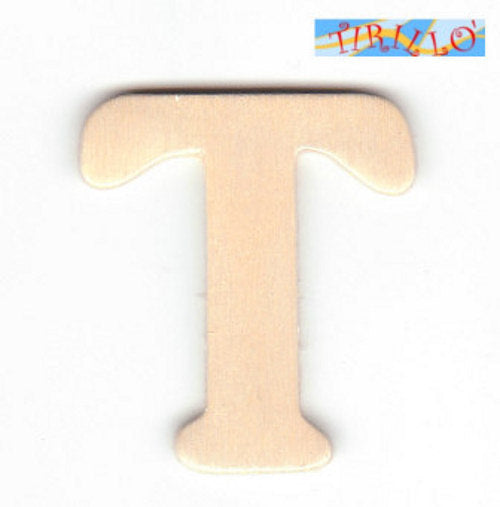 DECORAZIONE DECOUPAGE - 6 Iniziali in legno 4 cm - lettera T