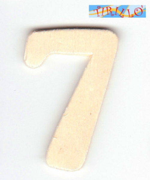 DECORAZIONE DECOUPAGE - 6 numeri in legno 4 cm - numero 7