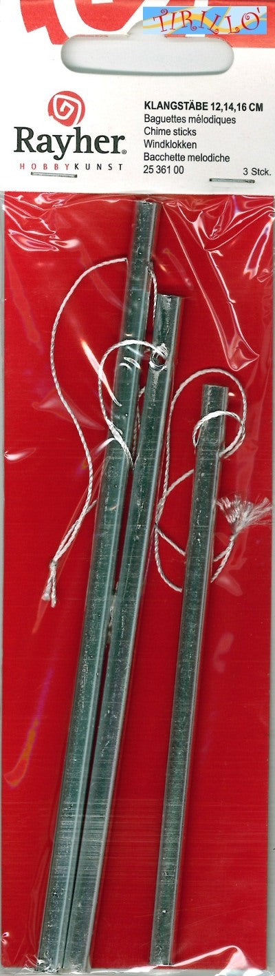 Set 3 bacchette melodiche campane eoliche scacciapensieri - 12, 14, 16 cm
