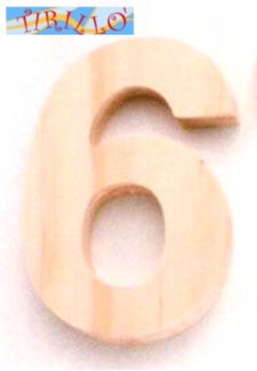 DECORAZIONE DECOUPAGE - Numero in legno 14 cm - 6