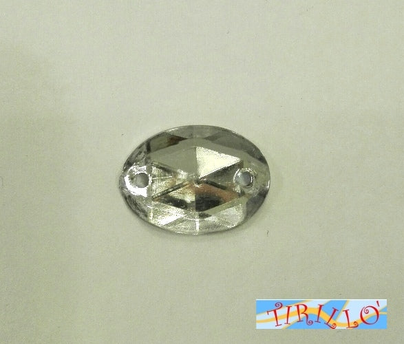 CUCITO - 20 strass cabochon ovali in plexiglass da cucire 13x18 mm - Crystal