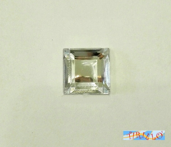 BIGIOTTERIA - 20 strass cabochon in plexiglass quadrati 12x12 mm - Crystal
