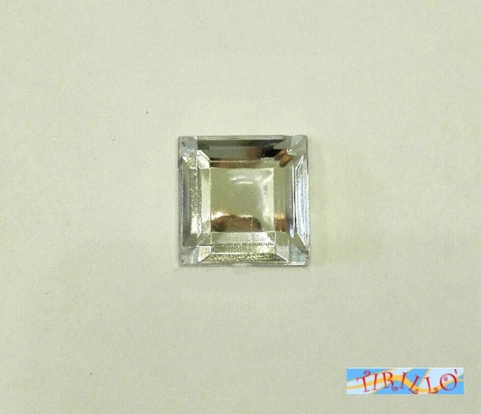BIGIOTTERIA - 20 strass cabochon in plexiglass quadrati 12x12 mm - Crystal