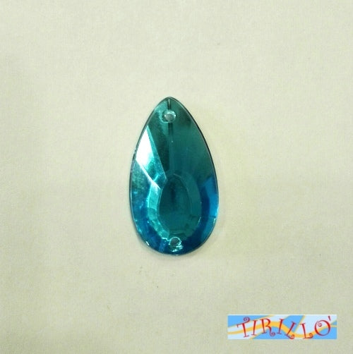 CUCITO - 10 strass cabochon in plexiglass da cucire a goccia 12x20 mm - Turchese
