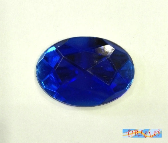 CUCITO - 10 strass cabochon ovali in plexiglass 18x25 mm - Blu sapphire