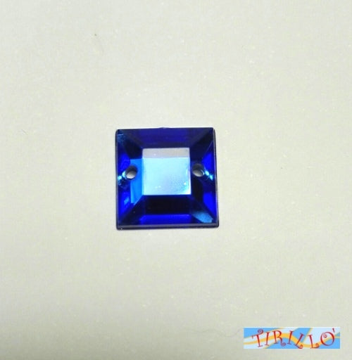BIGIOTTERIA - 20 strass cabochon da cucire in plexiglass quadrati 10x10mm - Blu