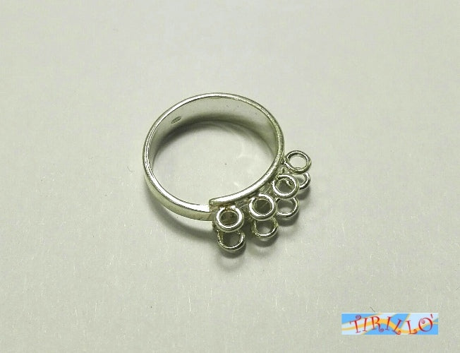 ARGENTO 925 MASSICCIO italiano - 1 base anello con 8 asole