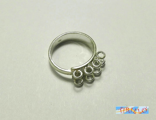 ARGENTO 925 MASSICCIO italiano - 1 base anello con 8 asole