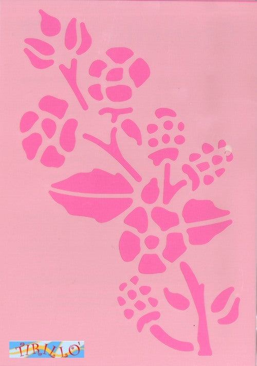 STENCIL - Mascherina stencil in plastica 15x21 cm - Viticcio di fiori