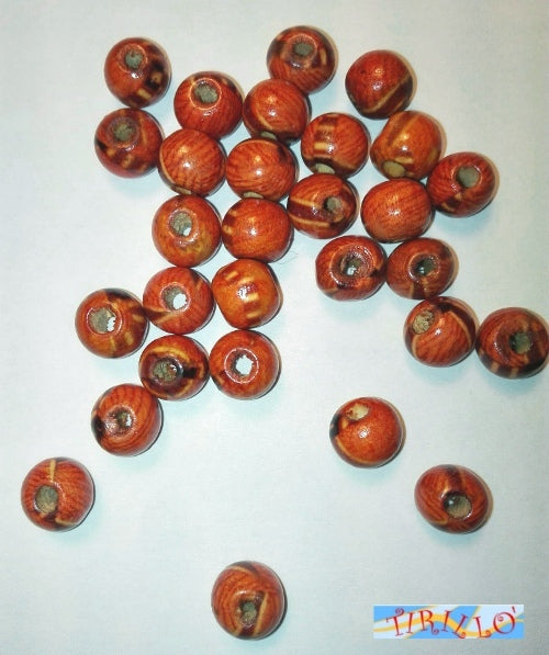 BIGIOTTERIA - 50 perle legno fantasia - 8 mm