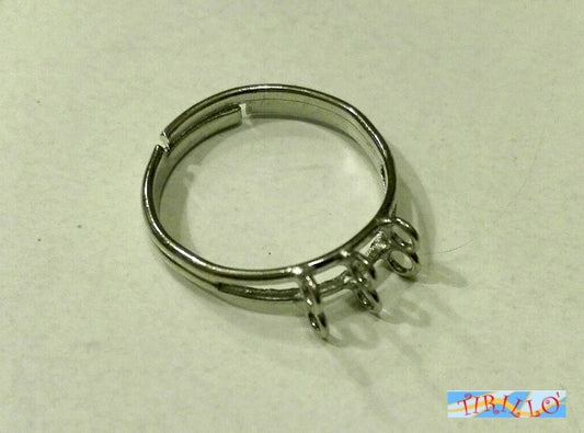 BIGIOTTERIA - Base anello a 3 asole - colore argento acciaio