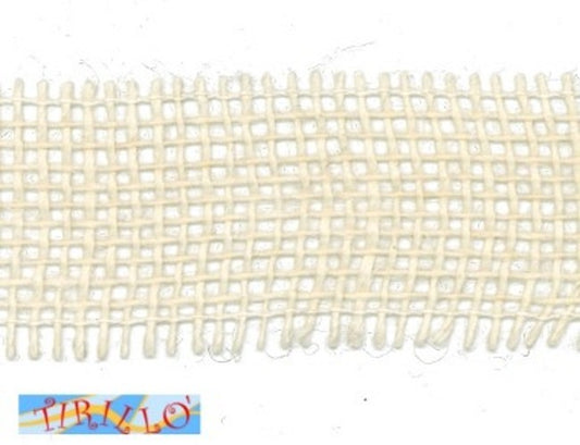 MERCERIA - 15 metri di nastro di juta altezza 4,5 centimetri - Bianco naturale
