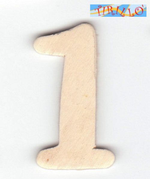 DECORAZIONE DECOUPAGE - 6 numeri in legno 4 cm - numero 1