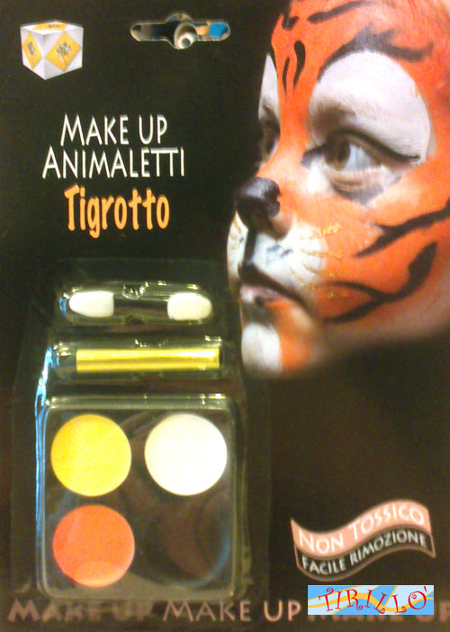 CARNEVALE TRUCCABIMBI TEATRO - Set trucco viso 4 colori + pennelli - Tigrotto