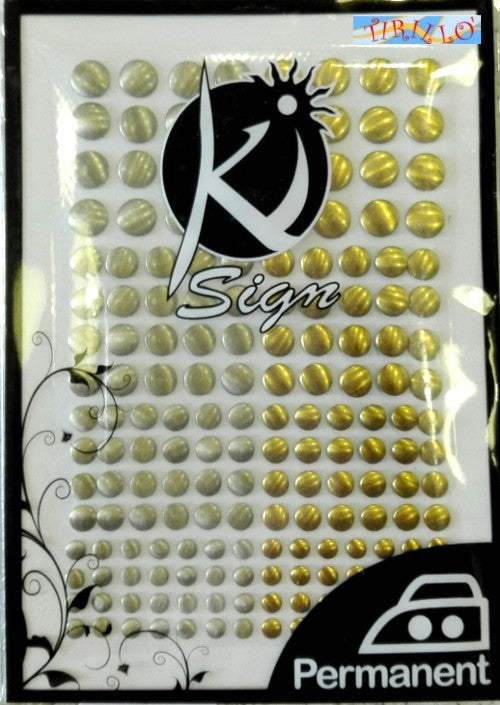 CUCITO CREATIVO 176 borchie termoadesive metallo rotonde 3/4/5/6mm-  Colore oro
