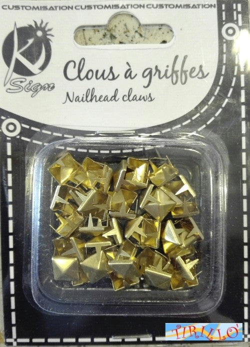 CUCITO CREATIVO 40 borchie rivetti metallo quadrato 8x8 mm -  Colore oro