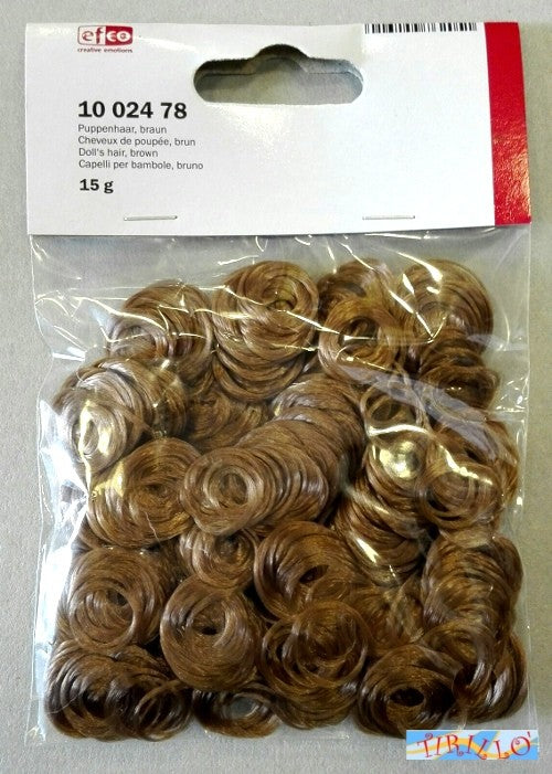 PUPAZZI - Capelli ricci per angioletti, bambole, pupazzi 15 gr - Castano 2 pz