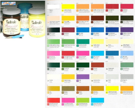 1 barattolo colore acrilico Di Volo Betacolor125 ml - Arancio fluorescente n. 52