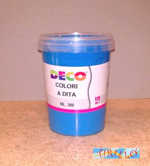 PITTURA DIDATTICA  - 1 barattolo di tempera a dita 500 ml - Azzurro