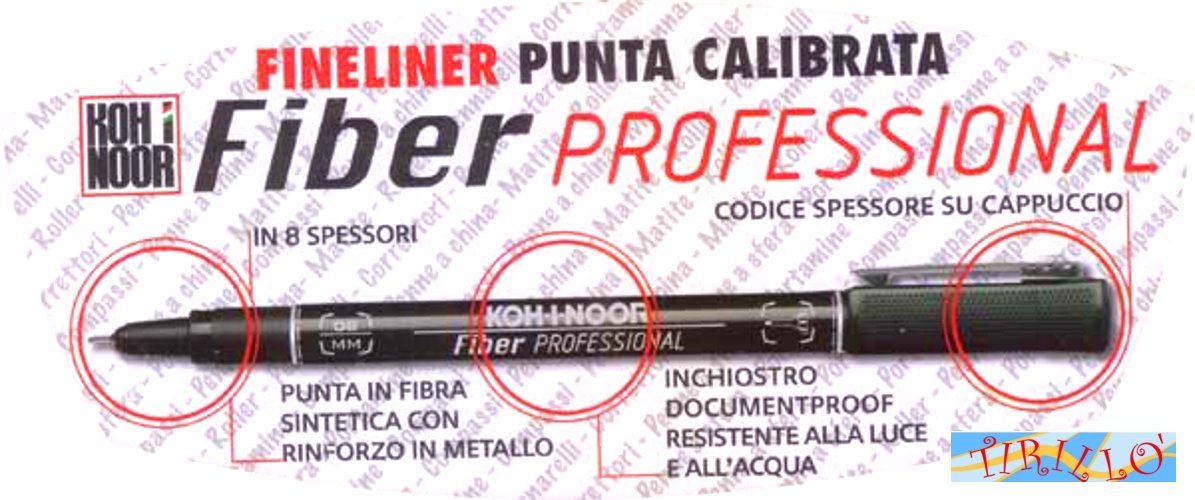 GRAFICA DISEGNO - 2 pennarelli marker Koh-I-Noor Fiber Professional nero 0,1