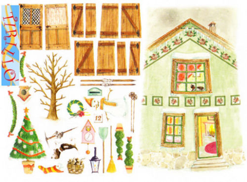 2 fogli carta di riso per découpage 50x35 cm-Tegola Natale 1