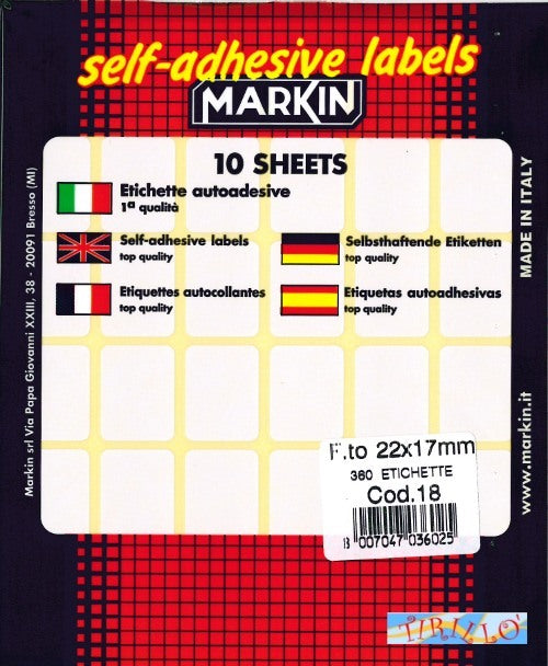 CARTOLERIA UFFICIO - 1080 etichette adesive bianche - 22x17 mm