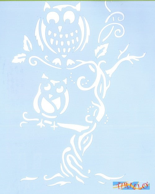 STENCIL - mascherina in plastica - gufi