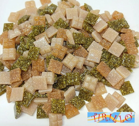 MOSAICO - Tessere mosaico pasta vetro 1x1 cm -1 kg/1500 pezzi - Misto naturale