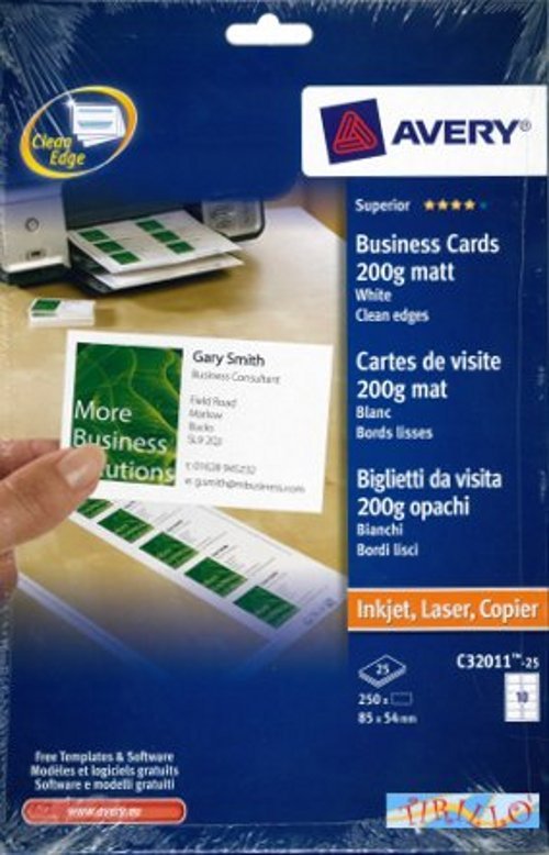 CARTOLERIA - 5 fogli 21x29,7 cm pretagliati per biglietti da visita - carta mat