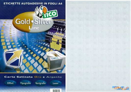 CARTOLERIA UFFICIO - 5 fogli da 120 etichette autoadesive ovali argento - 22x16