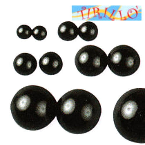 PUPAZZI - 30 occhi per animali a semiperla - nero - 6 mm