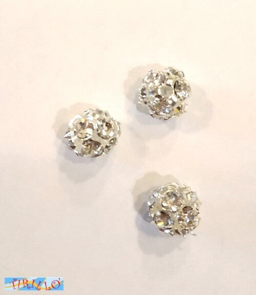 BIGIOTTERIA PERLINE - 4 palline elementi separatore di strass 8 mm