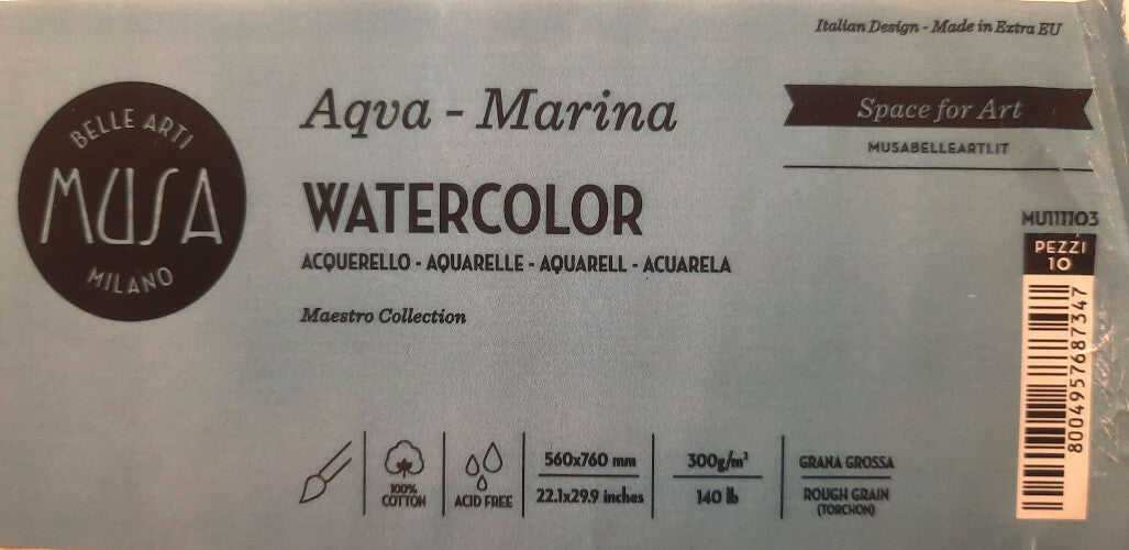 PITTURA ACQUERELLO-2 fogli carta cotone acquerello 56x76 cm 300 gr grana grossa