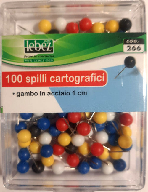 CANCELLERIA UFFICIO -  Scatola 100 puntine spilli cartografici a sfera