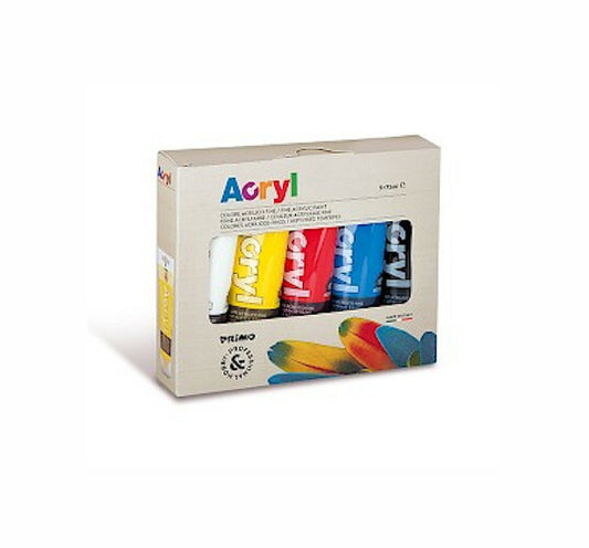 DECORAZIONE PITTURA - Confezione 5 colori acrilici Primo 75 ml