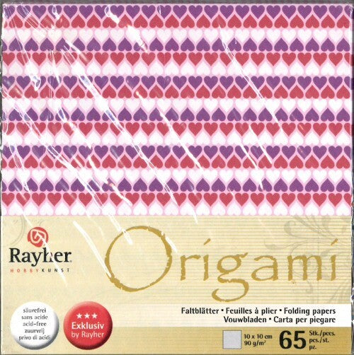 HOBBY CREATIVI - Carta per origami 10x10 cm 65 fogli - Cuoricini