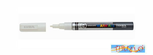 Pennarello marker ad acqua indelebile permanente Lyra Mark All - Bianco