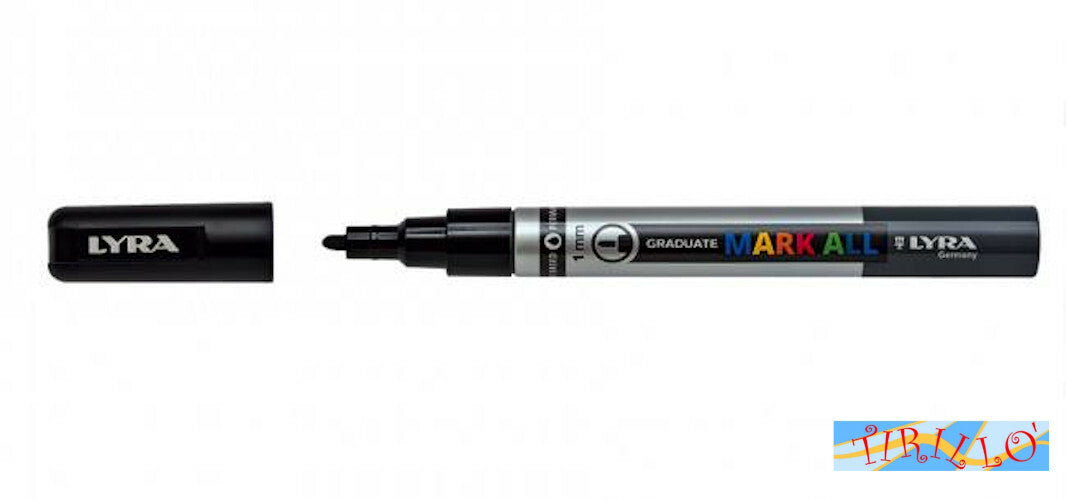 Pennarello marker ad acqua indelebile permanente Lyra Mark All - Nero