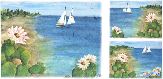 Carta di riso decorata per decoupage cm 50 x 23 - Spiaggia - 2 pz
