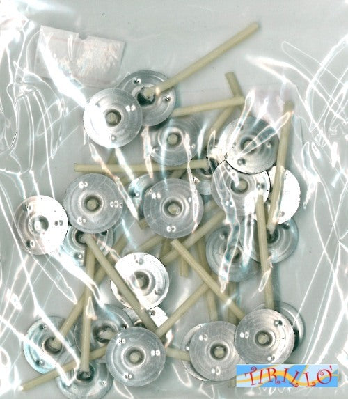 CANDELE -  24 stoppini con base in metallo per candele 3,5 cm